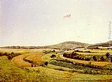 Jean Ferdinand Monchablon Harvesters In An Extensive Landscape painting